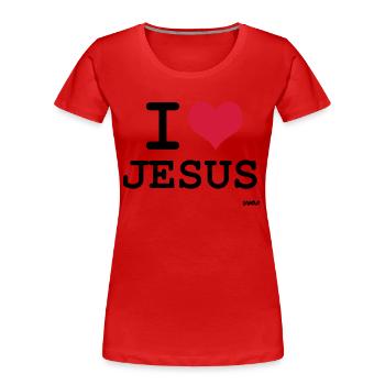 i love jesus by wam - Frauen Premium Bio T-Shirt - Rot - Vorne - Mia (176cm)