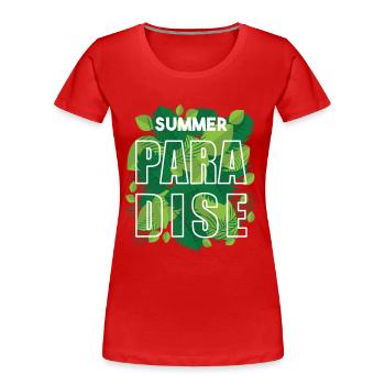 Paradis d'été avec des feuilles tropicales - T-shirt bio Premium Femme - rouge - Devant - Mia (176cm)