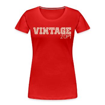 Jahrgang 2019 Original 2019 Retro 2019 Geschenk 2019 - Frauen Premium Bio T-Shirt - Rot - Vorne - Mia (176cm)