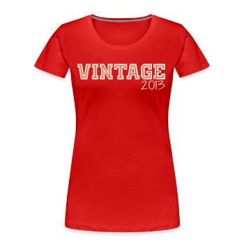 Jahrgang 2013 Original 2013 Retro 2013 Geschenk 2013 - Frauen Premium Bio T-Shirt - Rot - Vorne - Mia (176cm)