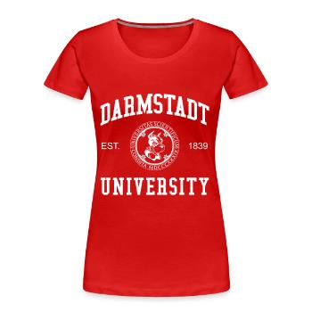 Darmstadt University Universität Hochschule Uni - Frauen Premium Bio T-Shirt - Rot - Vorne - Mia (176cm)
