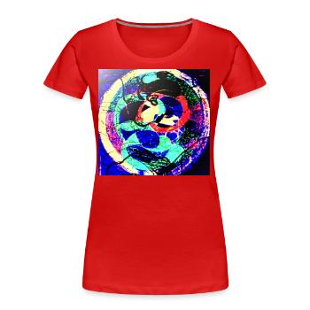 L S Pion 1 - T-shirt bio Premium Femme - rouge - Devant - Mia (176cm)