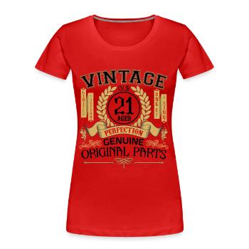 Vintage 21 ans - cadeau d'anniversaire 21 ans !!! - T-shirt bio Premium Femme - rouge - Devant - Mia (176cm)