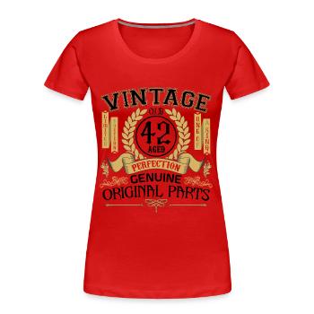 Vintage 42 ans - cadeau d'anniversaire 42 ans !!! - T-shirt bio Premium Femme - rouge - Devant - Mia (176cm)