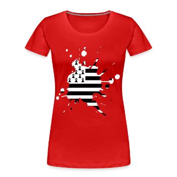 Tache drapeau Bretagne 2 - T-shirt bio Premium Femme - rouge - Devant - Mia (176cm)