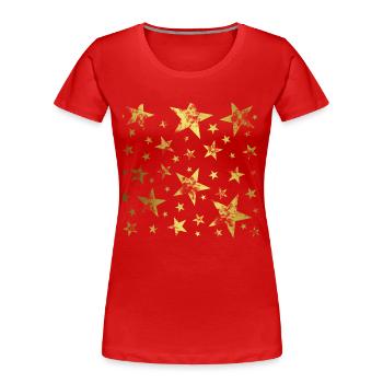 Sterne gold - Frauen Premium Bio T-Shirt - Rot - Vorne - Mia (176cm)