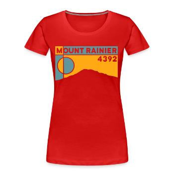 Mount Rainier Hiking Climb Keepsake Gift - Women's Premium Organic T-Shirt - red - Front - Mia (176cm)