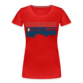 Sass Pordoi Pordoi Randonnée Sella Dolomites - T-shirt bio Premium Femme - rouge - Devant - Mia (176cm)