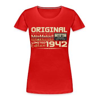 1942 - Les légendes Sont Nées en Septembre 1942 - T-shirt bio Premium Femme - rouge - Devant - Mia (176cm)