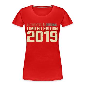 2019 Geburtstagsgeschenk 2019 Jahrgang 2019 Retro - Frauen Premium Bio T-Shirt - Rot - Vorne - Mia (176cm)