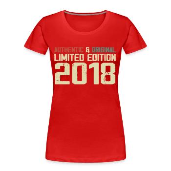2018 Geburtstagsgeschenk 2018 Jahrgang 2018 Retro - Frauen Premium Bio T-Shirt - Rot - Vorne - Mia (176cm)