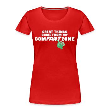 MY COMFARTZONE Drôle de pet Cadeau Pupsen - T-shirt bio Premium Femme - rouge - Devant - Mia (176cm)