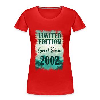 Einzigartig seit 2002 - Frauen Premium Bio T-Shirt - Rot - Vorne - Mia (176cm)