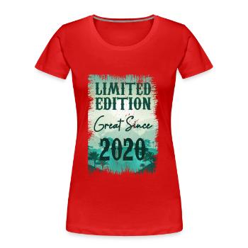 Einzigartig seit 2020 - Frauen Premium Bio T-Shirt - Rot - Vorne - Mia (176cm)