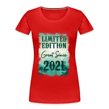 Einzigartig seit 2020 - Frauen Premium Bio T-Shirt - Rot - Vorne - Mia (176cm)
