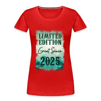 Unique En Son Genre Depuis 2025 - T-shirt bio Premium Femme - rouge - Devant - Mia (176cm)