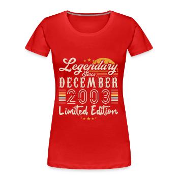 Legendär seit Dezember 2003 Limited Edition - Frauen Premium Bio T-Shirt - Rot - Vorne - Mia (176cm)