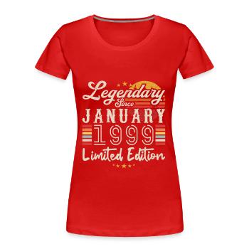 Legendär seit Januar 1999 Limited Edition - Frauen Premium Bio T-Shirt - Rot - Vorne - Mia (176cm)