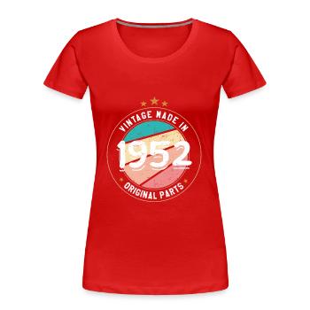 Cadeau Anniversaire 1952 Femme | Né en 1952 - T-shirt bio Premium Femme - rouge - Devant - Mia (176cm)
