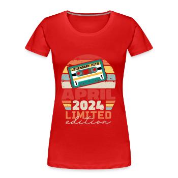 April 2024 Vintage Jubiläum Retro-Geschenk, 2024 - Frauen Premium Bio T-Shirt - Rot - Vorne - Mia (176cm)