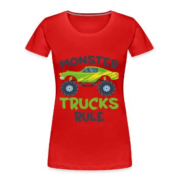 Monster Trucks - Monster Trucks Rule - Frauen Premium Bio T-Shirt - Rot - Vorne - Mia (176cm)
