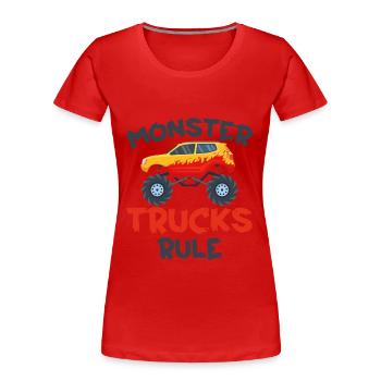 Monster Trucks - Monster Trucks Rule - Frauen Premium Bio T-Shirt - Rot - Vorne - Mia (176cm)