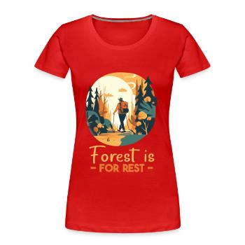 Waldcamping Urlaub in den Bergen - Frauen Premium Bio T-Shirt - Rot - Vorne - Mia (176cm)