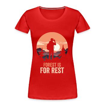 Waldcamping Urlaub in den Bergen - Frauen Premium Bio T-Shirt - Rot - Vorne - Mia (176cm)