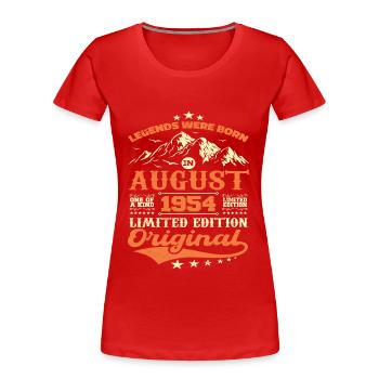 August 1954 Birthday 1954 legends August - Women's Premium Organic T-Shirt - red - Front - Mia (176cm)