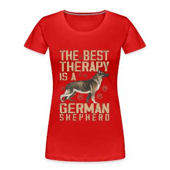 Die beste Therapie ist der Liebhaber des Deutschen Schäferhundes - Frauen Premium Bio T-Shirt - Rot - Vorne - Mia (176cm)