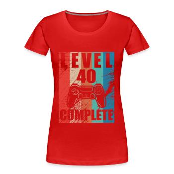 Level 40 abgeschlossen - Frauen Premium Bio T-Shirt - Rot - Vorne - Mia (176cm)