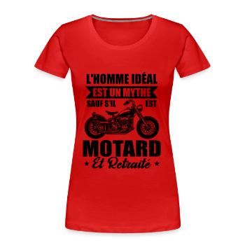 Motard Et Retraité - T-shirt bio Premium Femme - rouge - Devant - Mia (176cm)
