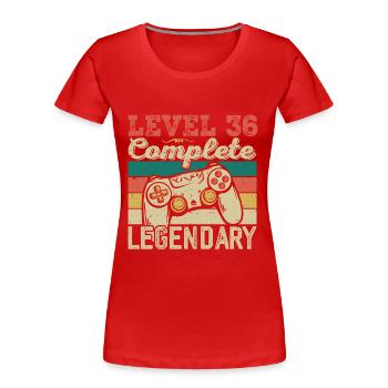 Niveau 36 Complete, Cadeau D'anniversaire 36 Ans - T-shirt bio Premium Femme - rouge - Devant - Mia (176cm)