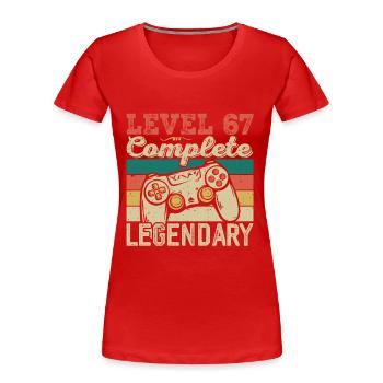 Level 67 Complete, 67 Birthday Gift - Women's Premium Organic T-Shirt - red - Front - Mia (176cm)