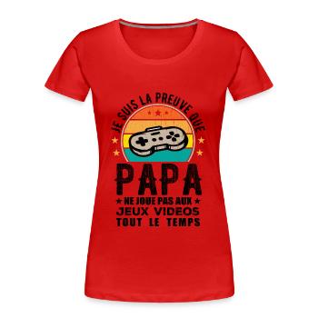 Ein Beweis dafür, dass Papa keine Videospiele spielt - Frauen Premium Bio T-Shirt - Rot - Vorne - Mia (176cm)