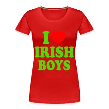I love irish boys - Frauen Premium Bio T-Shirt - Rot - Vorne - Mia (176cm)