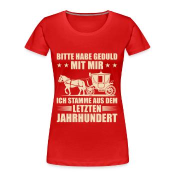 Ich stamme aus dem letzten Jahrhundert - Frauen Premium Bio T-Shirt - Rot - Vorne - Mia (176cm)