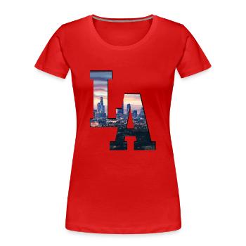 Los Angeles California LA - Frauen Premium Bio T-Shirt - Rot - Vorne - Mia (176cm)