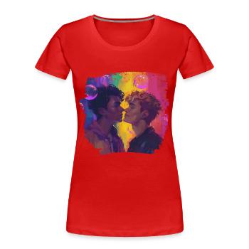 Boy meets Boy - Pride and Strong - LGBTQIA+ - Women's Premium Organic T-Shirt - red - Front - Mia (176cm)