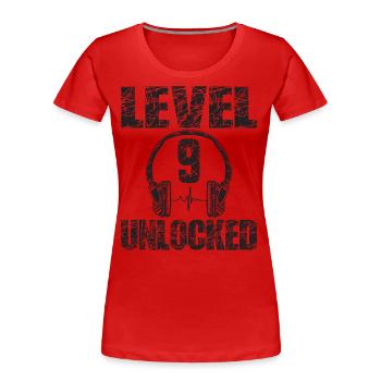 Level 9 Unlocked Geburtstagsgeschenk 9 Jahre 9. - Frauen Premium Bio T-Shirt - Rot - Vorne - Mia (176cm)