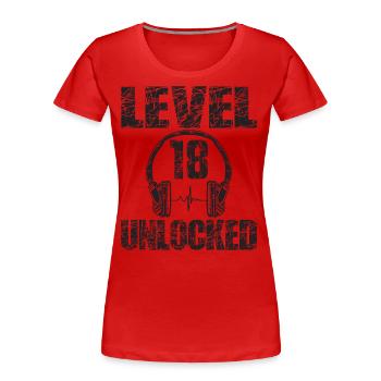 Level 18 Unlocked Geburtstagsgeschenk 18 Jahre - Frauen Premium Bio T-Shirt - Rot - Vorne - Mia (176cm)