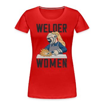 Welder outfit for welders - Women's Premium Organic T-Shirt - red - Front - Mia (176cm)