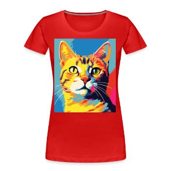 Shorthair Cat Cat Outfit for Cat Lovers - Women's Premium Organic T-Shirt - red - Front - Mia (176cm)