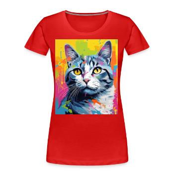 Shorthair Cat Cat Outfit for Cat Lovers - Women's Premium Organic T-Shirt - red - Front - Mia (176cm)