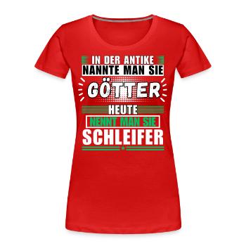 Männer werden Schleifer - Frauen Premium Bio T-Shirt - Rot - Vorne - Mia (176cm)