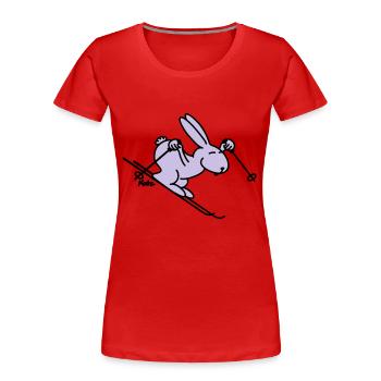 Skihase (farbig) - Frauen Premium Bio T-Shirt - Rot - Vorne - Mia (176cm)
