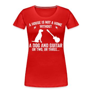 Gitarrist und Hundeliebhaber - Frauen Premium Bio T-Shirt - Rot - Vorne - Mia (176cm)