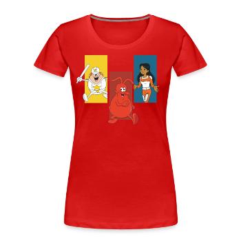 Hello Maestro with Police Jumbo, Globus and PSI - Women's Premium Organic T-Shirt - red - Front - Mia (176cm)