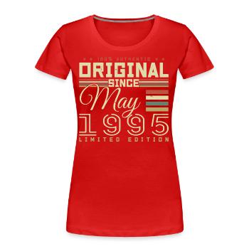 Gift Anniversaire Mai 1995, Gift Mai 1995 - Frauen Premium Bio T-Shirt - Rot - Vorne - Mia (176cm)