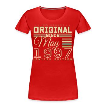 Gift Anniversaire Mai 1997, Gift May 1997 - Frauen Premium Bio T-Shirt - Rot - Vorne - Mia (176cm)